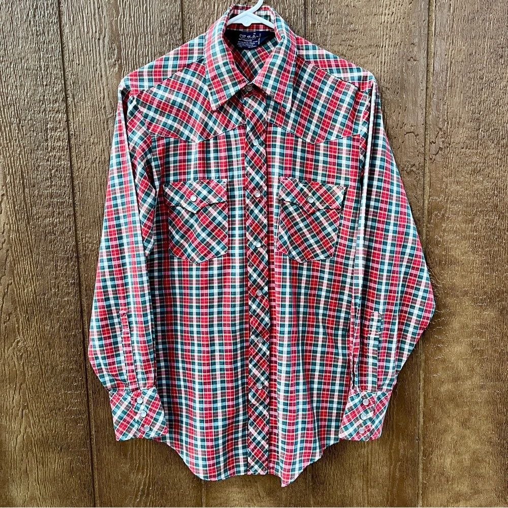 Vintage Lariat Western Snap Front Plaid Shirt, Size Medium